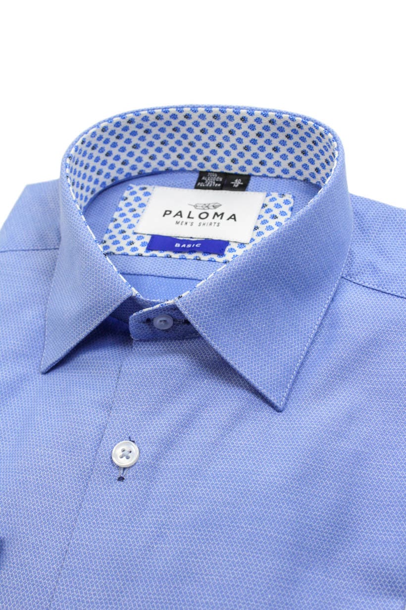 CAMISA PARA HOMBRE MEDIO CONTRASTE CUELLO Y PUÑOS BLANCO CON FIGURA DIAMANTE AZUL - Imagen 2