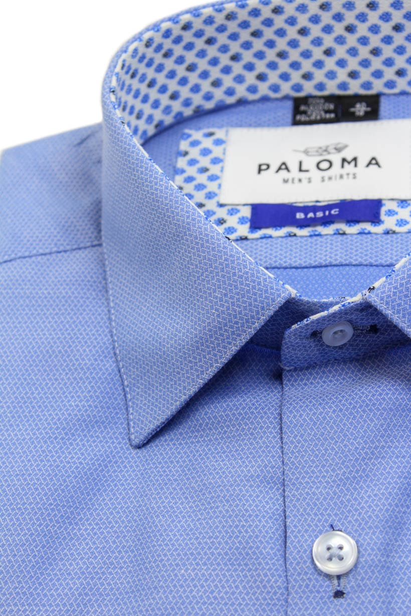 CAMISA PARA HOMBRE MEDIO CONTRASTE CUELLO Y PUÑOS BLANCO CON FIGURA DIAMANTE AZUL - Imagen 3